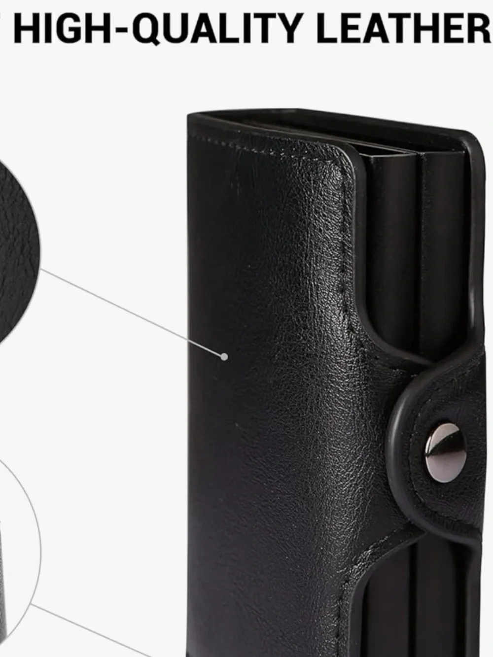 Black Leather Double Pop-up Credit Card Wallet